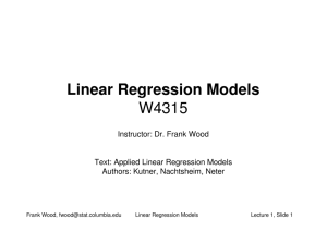 Linear Regression Models W4315