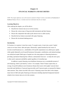 Chapter 14 FINANCIAL MARKETS AND SECURITIES