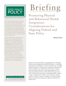 Promoting Physical and Behavioral Health Integration