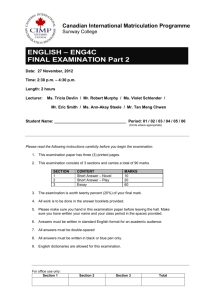 ENGLISH – ENG4C FINAL EXAMINATION Part 2