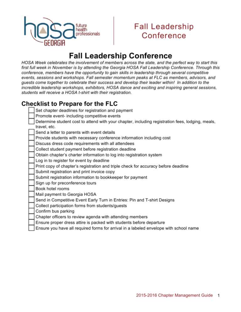 Fall Leadership Conference Advisor's Guide
