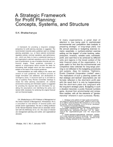 A Strategic Framework for Profit Planning: Concepts, Systems, and