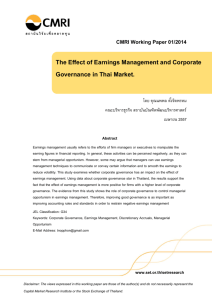 The Effect of Earnings Management and Corporate Governance in