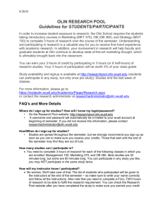 OLIN RESEARCH POOL Guidelines for STUDENTS/PARTICIPANTS