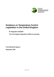 Guidance On Temperature Control