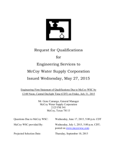 Request for Qualifications for Engineering Services to McCoy Water