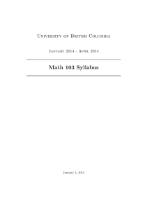 Math 103 Syllabus - UBC Math Wiki