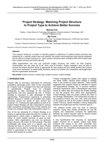 Project Strategy: Matching Project Structure to Project Type to