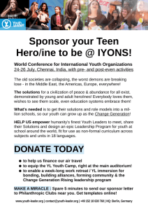 Sponsor a Young Hero/ine to attend IYONS World - Youth