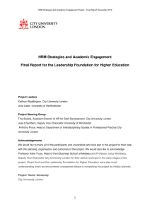 HRM Strategies and Academic Engagement Final Report for the