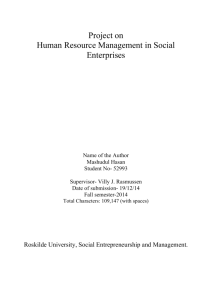Project on Human Resource Management in Social Enterprises