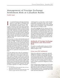 Management of Foreign Exchange Settlement
