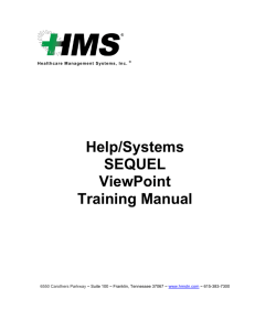 Help/Systems SEQUEL ViewPoint Training Manual