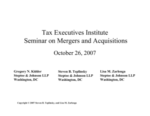 Tax Executives Institute Seminar on Mergers and Acquisitions