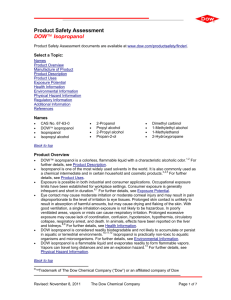 Product Safety Assessment DOW™ Isopropanol