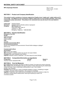 MATERIAL SAFETY DATA SHEET 99% Isopropyl Alcohol SECTION