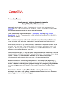 New Credentials Validation Service Available for CompTIA Certified