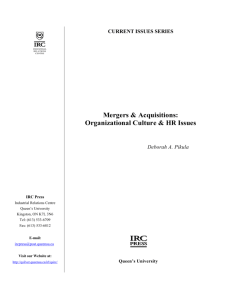 Mergers & Acquisitions: Organizational Culture & HR Issues