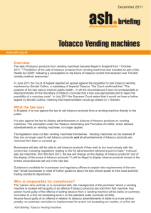 Tobacco Vending machines - Action on Smoking and Health