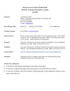 BS 701 Introduction to Biostatistics