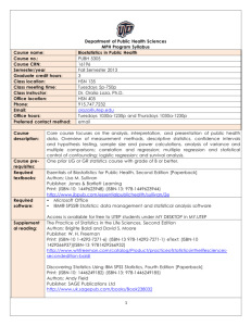 PUBH 5305 Biostatistics - UTEP College of Health Sciences