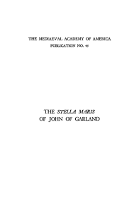 The Stella Maris of John of Garland. Edited by E. FAYE WILSON