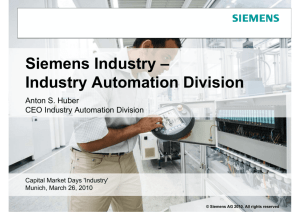 Siemens Industry – Industry Automation Division