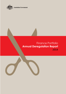 Deregulation Annual Report 2014 for the Finance Portfolio