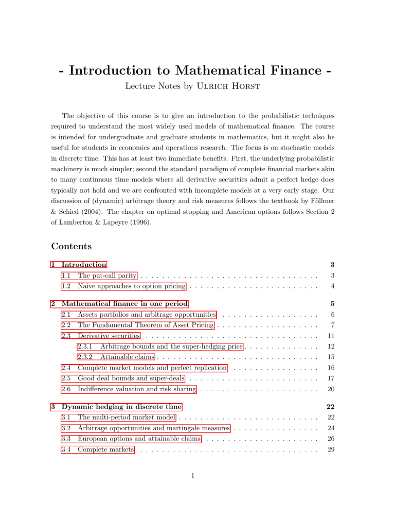 thesis in mathematical finance