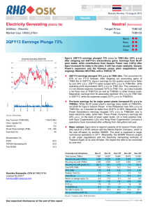 Electricity Generating (EGCO TB) 2QFY13 Earnings Plunge 73%