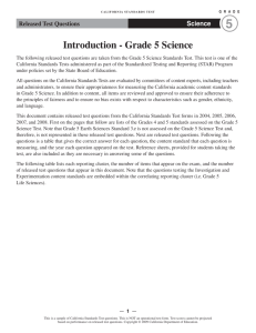 CST 2008 Released Test Questions, Grade 5 Science