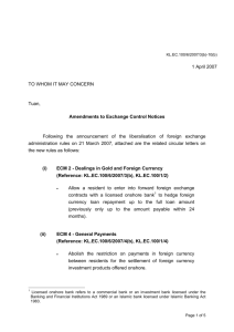 1 April 2007 Amendments to Exchange Control Notices KL.EC.100/6