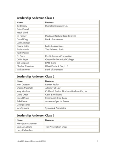 Leadership Anderson Class 1 - Anderson Area Chamber of