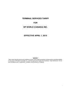 terminal services tariff for dp world (canada) inc. effective april 1, 2015