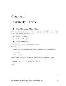 Chapter 1 Divisibility Theory