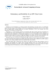 Redundancy and Reliability for an HPC Data Centre