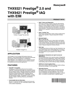 THX9321 Prestige 2.0 and THX9421 Prestige IAQ with