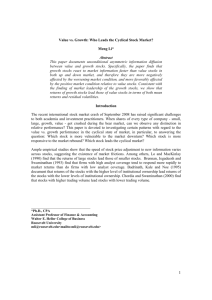 Value vs. Growth: Who Leads the Cyclical Stock Market? Meng Li