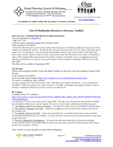 Social Planning Council of Winnipeg List of Multimedia Resources