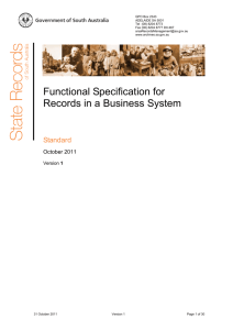 Functional Specification for Records in a Business System