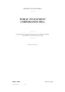 PUBLIC INVESTMENT CORPORATION BILL