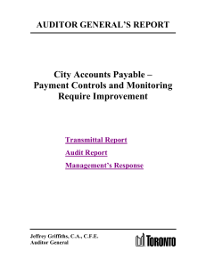 Auditor General's Report - City Accounts Payable