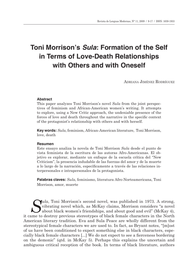 Research papers on sula by toni morrison