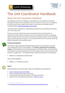 The Unit Coordinator Handbook - Curtin Teaching and Learning