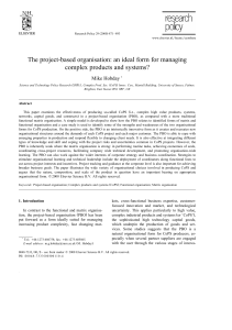 The Project-Based Organisation - An Ideal Form for Managing