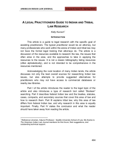 A Legal Practitioners Guide to Indian and Tribal Law Research