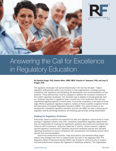 Answering the Call for Excellence in Regulatory Education