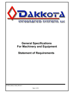General Specifications For Machinery and Equipment Statement of