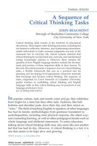 A Sequence of Critical Thinking Tasks, TESOL Journal