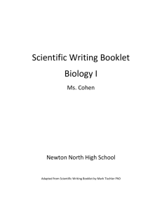 Scientific Writing Booklet Biology I
